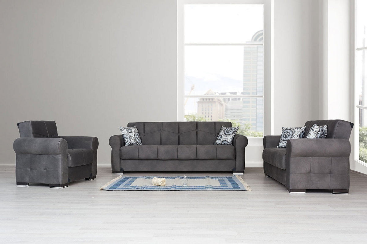 Gray Tufted Back Sofa Bed J23438